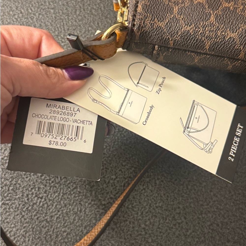 Nanette Lepore Brown and Tan Crossbody Bag with card holder - Picture 5 of 6